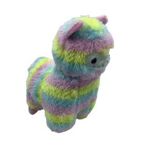 Alpacasso Amuse Pastel Rainbow Striped Alpaca Plush Toy 8” Kawaii Stuffed Animal